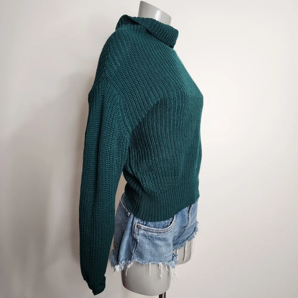 Aritzia Wilfred Montpellier Emerald Green Merino Wool Turtleneck Sweater Sz XXS - Picture 9 of 12